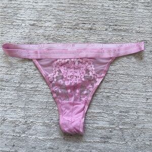LOUNGE Pink Lace Thong (Size Small)